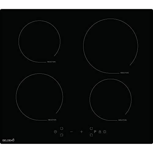 BELDEKO - Plaque De Cuisson Induction 4 foyers Avec Minuterie, 7900W, 4 Boosters, verrou enfants