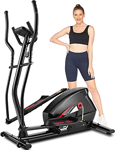 Profun Machine elliptique Home Trainer Vélo d'appartement elliptique Vélo elliptique 10 Niveaux de résistance/Écran LCD/Support de Tablette/Fréquence Cardiaque, Maximum : 390 Ibs