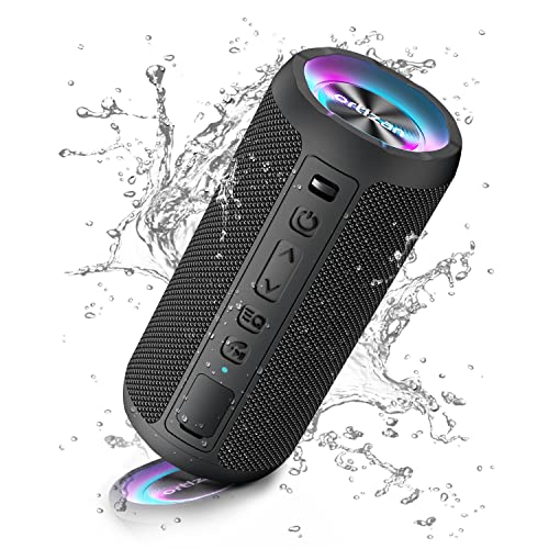 Ortizan Enceinte Bluetooth Portable sans Fils.lumière LED, IPX7 Lecture 30H, Volume Plus Fort et Basses améliorées,Durable pour Les Voyages, l'extérieur