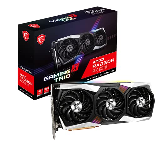 MSI Radeon RX 6800 Gaming X Trio Carte Graphique 16 Go GDDR6, RGB Mystic Light AMD, 3 x DisplayPort, HDMI, Tri Frozr Système de Refroidissement à 2 Ventilateurs